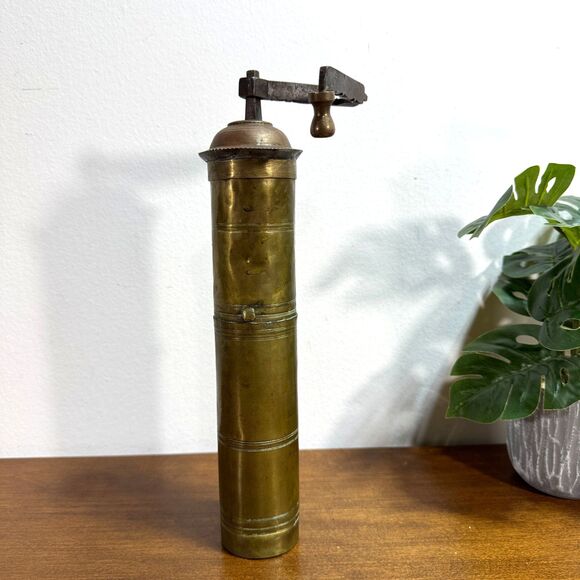 Antique Brass Coffee Grinder Mill Spice Vintage Persian Syrian Ottoman - Picture 1 of 9